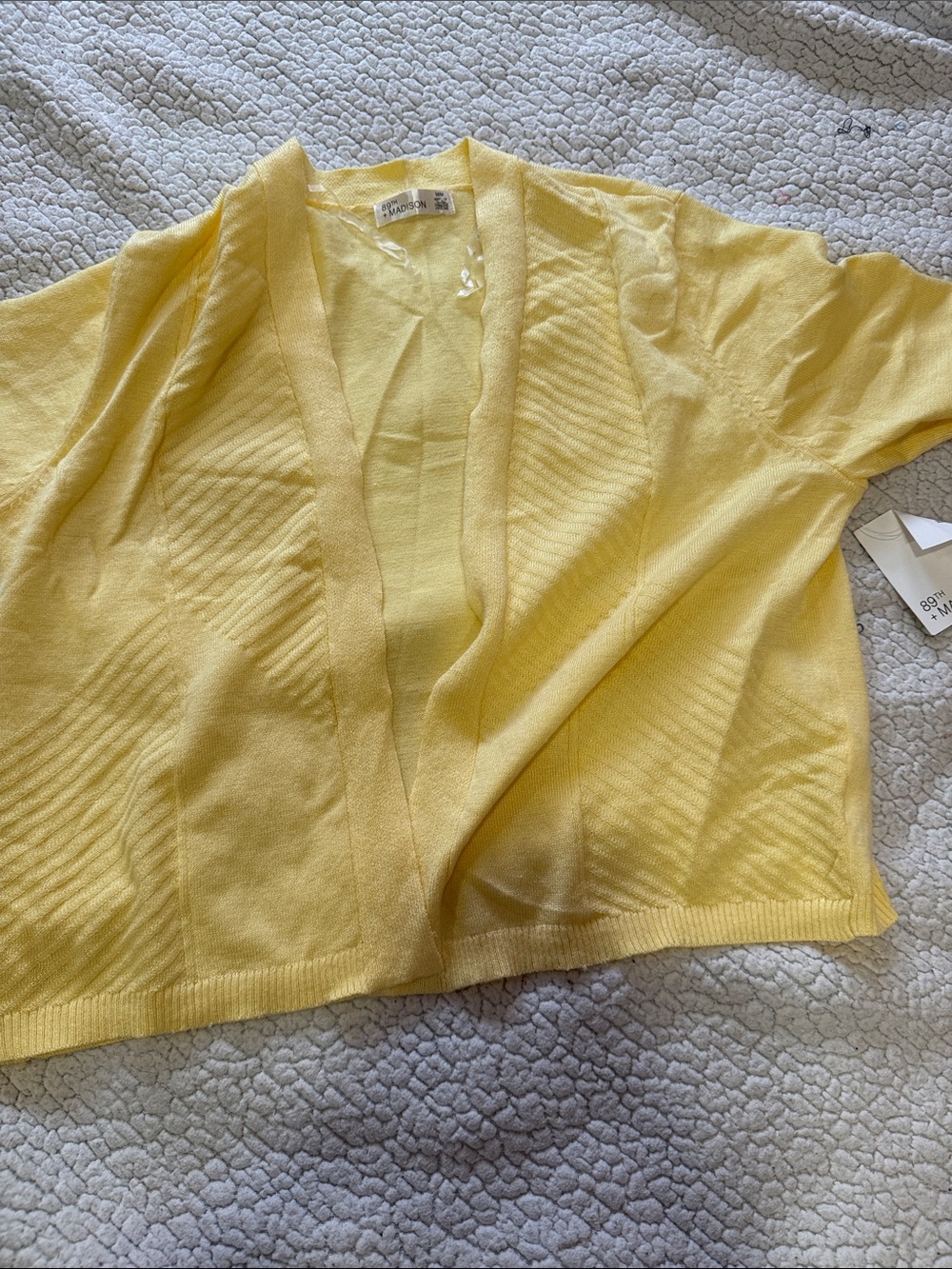 89th & Madison Pale Yellow Open-Front Women's Cardigan